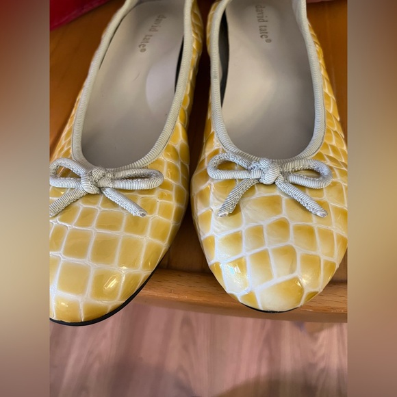 David Tate Glow Bone Leather Croc Print Ballet Flats 9M - Picture 2 of 5